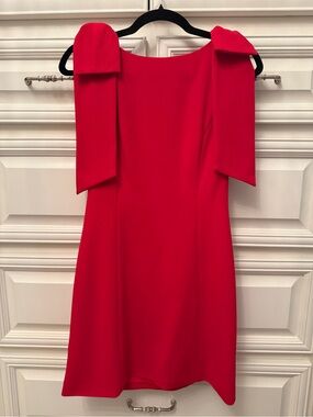 Elegant Red Mini Dress with Shoulder Bow Detail